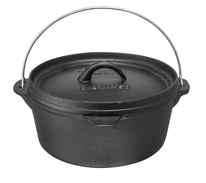 AfriTrail - Cast Iron Flat Potjie Pot - Black