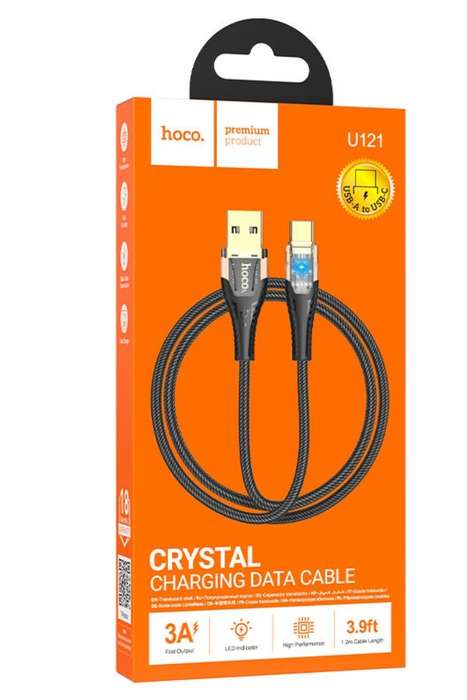 HOCO U121 Crystal Charging Cable USB to Type-C Gold Standard