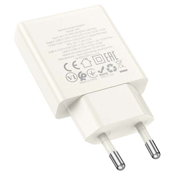 HOCO N45 Dual Port Wall Charger Plug PD 30W