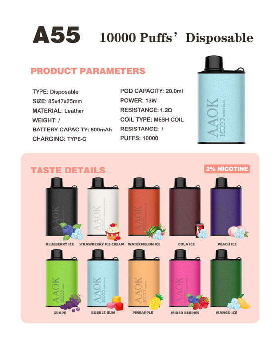 10,000 PUFFS Disposable Vape e-cigarette- 20ml - 500mAh Battery [ Assorted Flavours ]