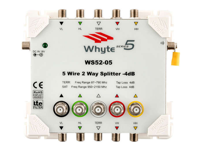 Whyte Series5 4dB WS52-05 - 5 Wire 2 Way Splitter