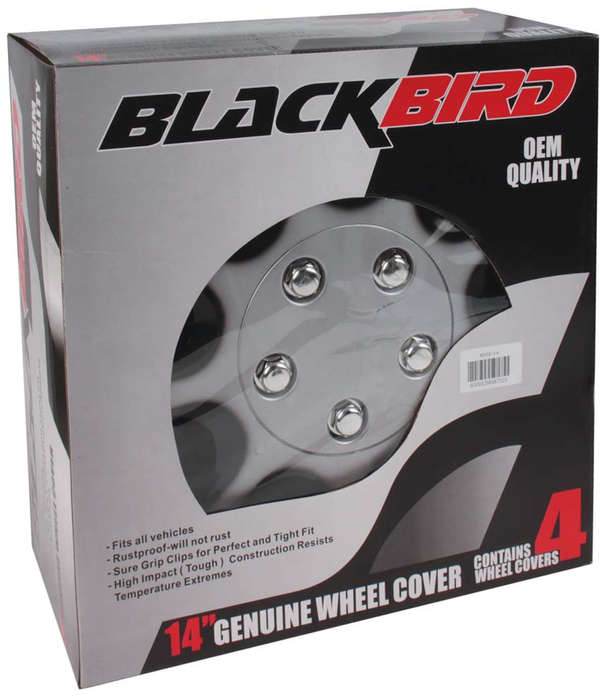 14" Silver / Black Wheel Cover Set