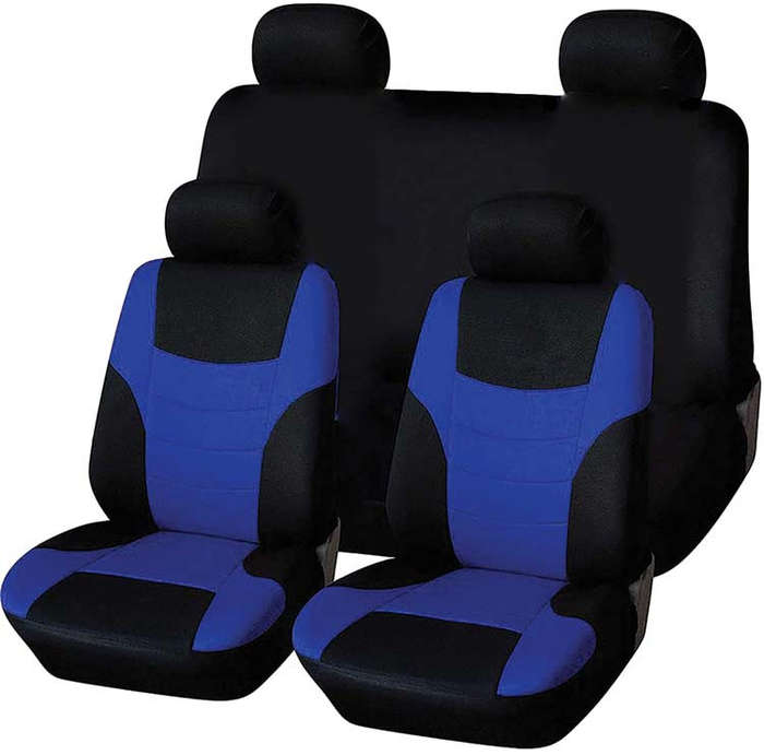 9 Piece SKINI Seat Cover Set - Blue and Black