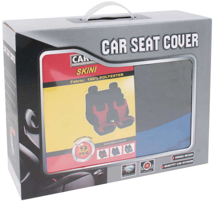 9 Piece SKINI Seat Cover Set - Blue and Black