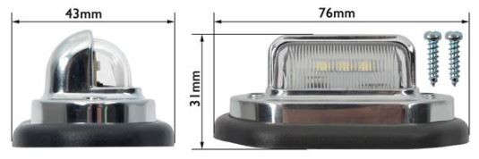 Number Plate Lamp - LED - 12 Volt - Chrome - Plastic