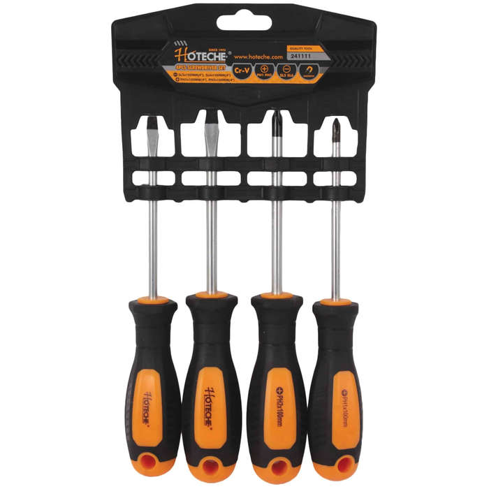 4 Piece Screwdriver Set - Phillips / Flat - Hoteche