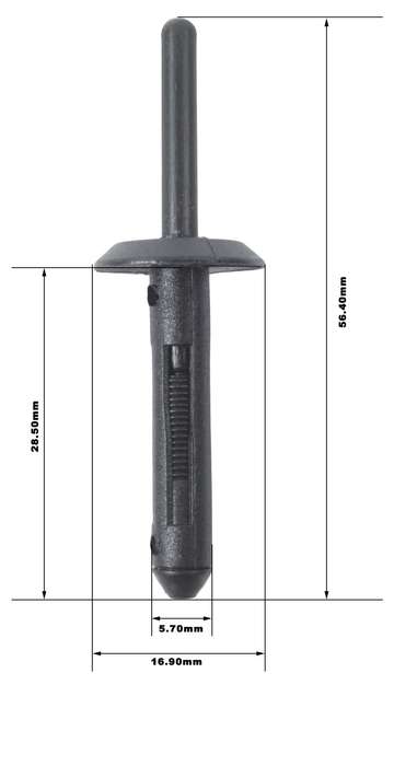 Panel Clips - Rivet Type - 29 x 16 x 6mm