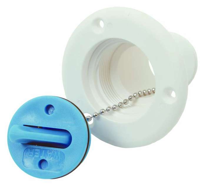 Water Deck Cap - 40mm - White with Blue Cap