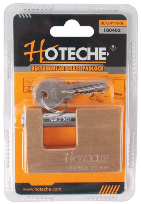 Rectangle Brass Pad Lock - 70mm x 18mm x 48mm