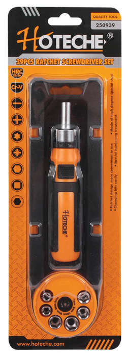 39 Piece Bit Set with Ratched Screwdriver