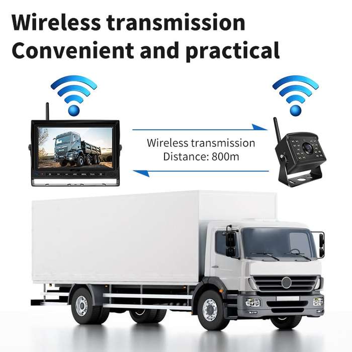 1080P Wireless Reversing System with 7-Inch Screen, 4 Cameras, and 800M Range for 12-24V Cars, Bu...