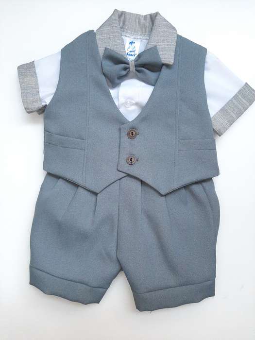 Christening Boys Grey suit with Waistcoat and Bowtie
