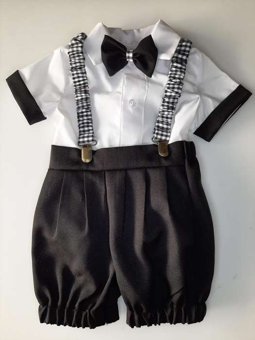 Christening Boys Black Pants with Braces