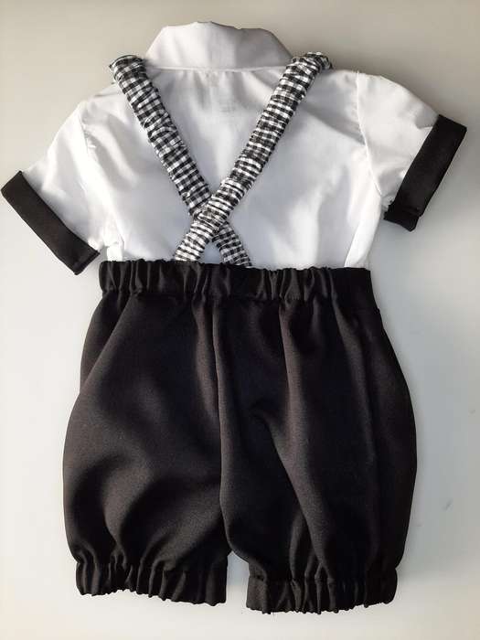 Christening Boys Black Pants with Braces