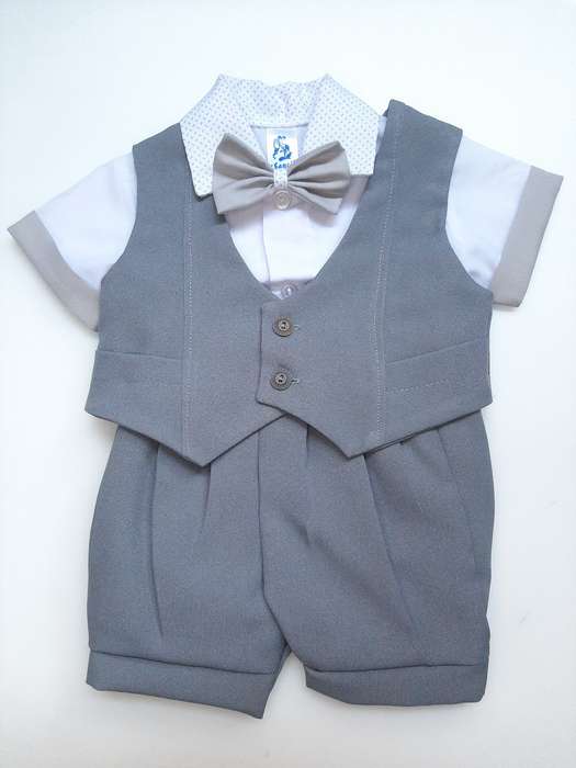 Christening Boys Grey suit with Waistcoat and Bowtie