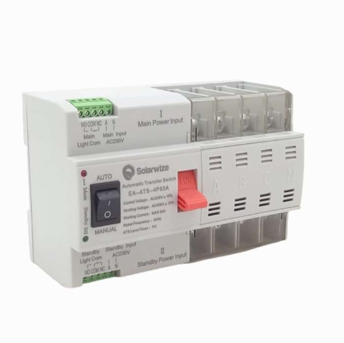 SJ066 Protection - Auto/Manual Din Change Over Switch. 2 Pole 230 Volts  63 Amps UPS