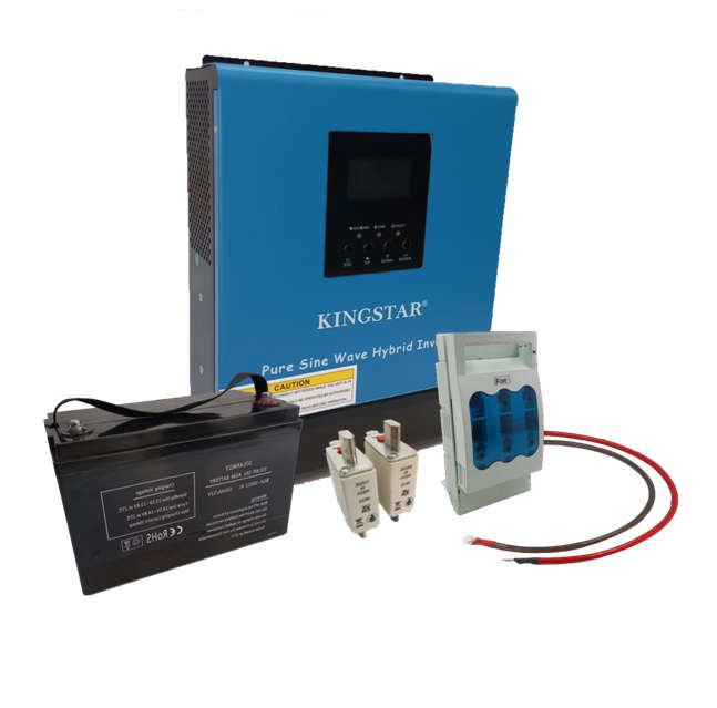 SE010 - Kingstar Backup Power Kit. 1KVA 12V Hybrid inveter. 1x 12V 100AH Gel battery + accessories