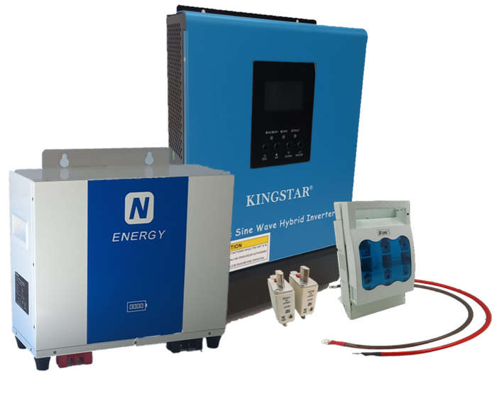 SE030 - Solarwize Backup Power Kit. 3KVA 24V Hybrid inverter. 1x 2.54 Kw 24V 100A Li-ion batt + acc