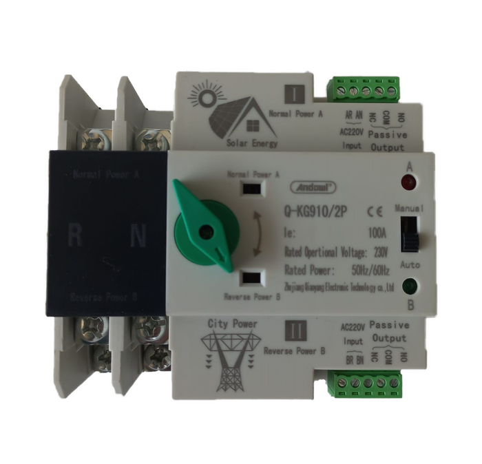 SJ067 Andowl Protection - Auto/Manual Change Over Switch. Din 2 Pole 230 Volts  63 Amps