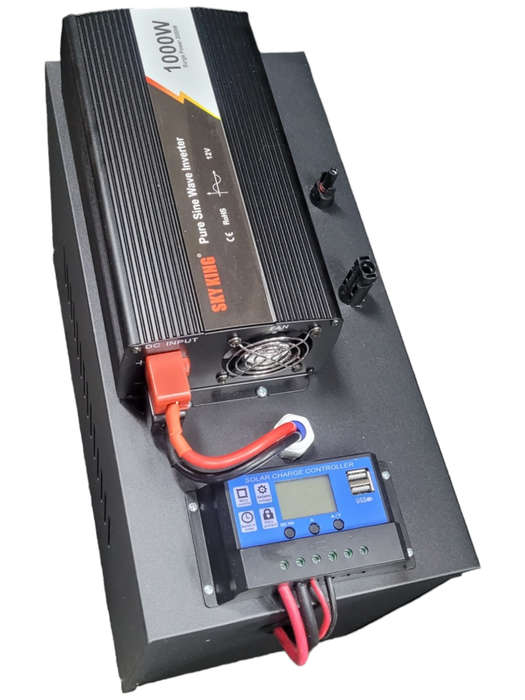 SD010 ECOTEK Solar Off Grid System. Pure Sign 1000W. Inverter.1x100Ah Battery. 2x100 Watt S. Panels