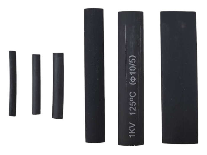 CL0373 - Heatshrink sleeving Black. Length 40mm.7 Sizes - From 2 to 13mm. 127 Pcs