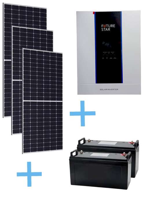 ADJ110C Solar Combo Kit - F.Star 3KW Inverter.2x 100Ah Gel Batteries 3x 555w Solar Panels