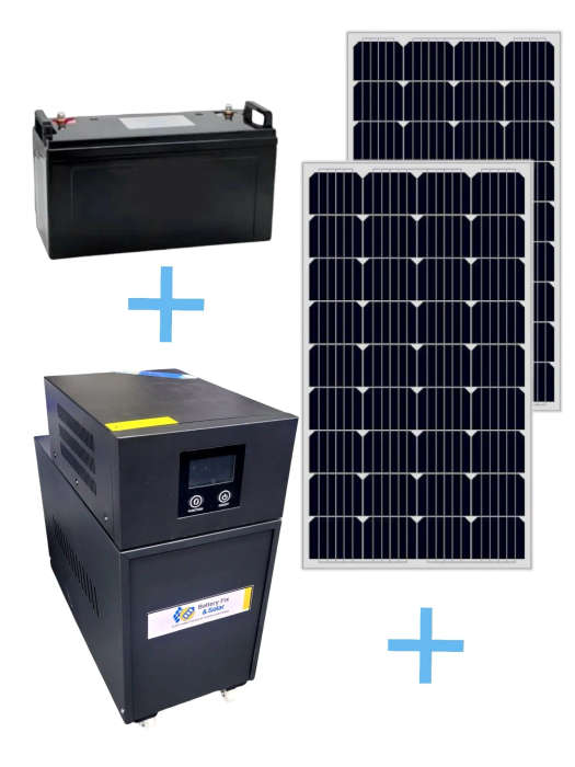 ADA72C ECOTEK - Back-Up Power UPS. 1KW Pure Sign Inverter. Battery Gel12V 100Ah 2x100W S.Panels+ Cab