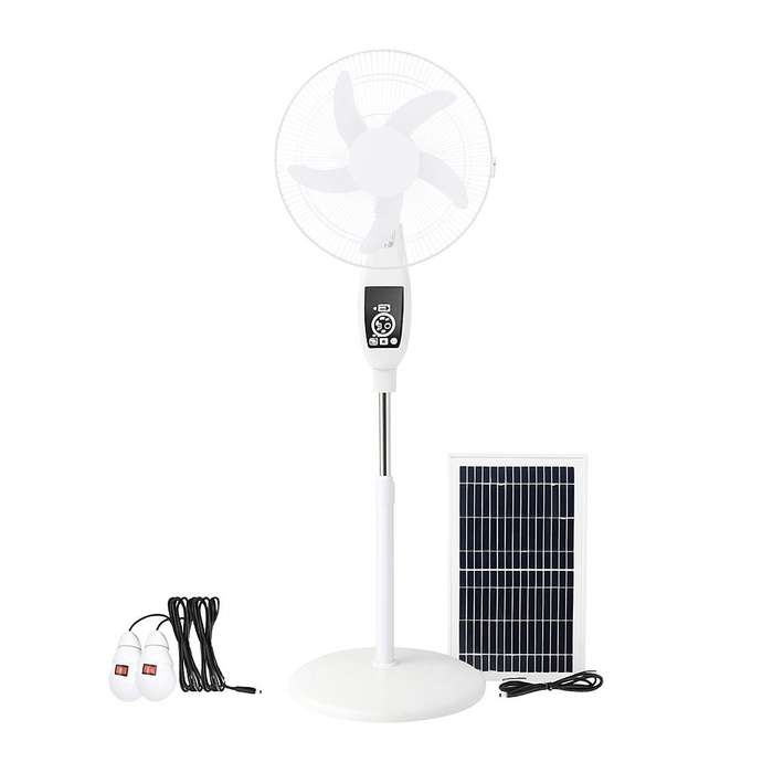 LN045 - SunX  Rechargeable 16" Solar fan. Remote Control. Solar Panel.+ 2 x LED bulbs.USB port