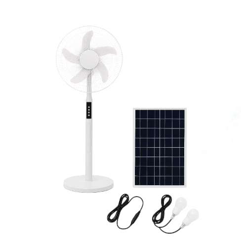 LN040 - SunX  Rechargeable 14" Solar fan. Remote Control. Solar Panel.+ 2 x LED bulbs.USB port