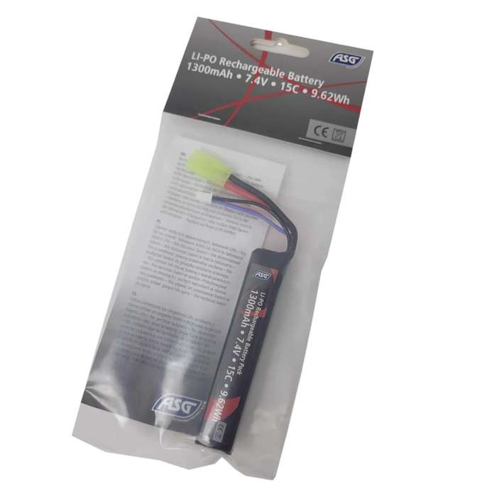 Stock Tube Battery LiPo 7.4V 1300mAh 15C (19013)