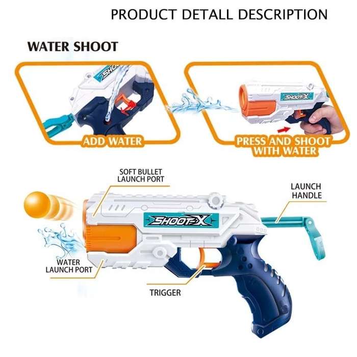 Toy Gun Blaster with Foam Bullets and Water Pistol 2-in-1 ( 21cm )