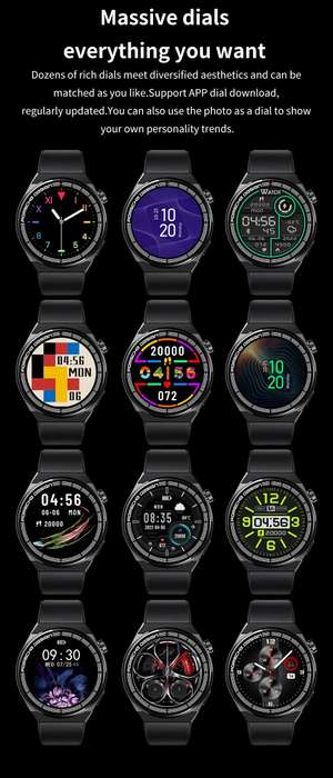 Smart Watch GT8 Porsche Design Bluetooth Call Heart Rate Fitness Tracker Black