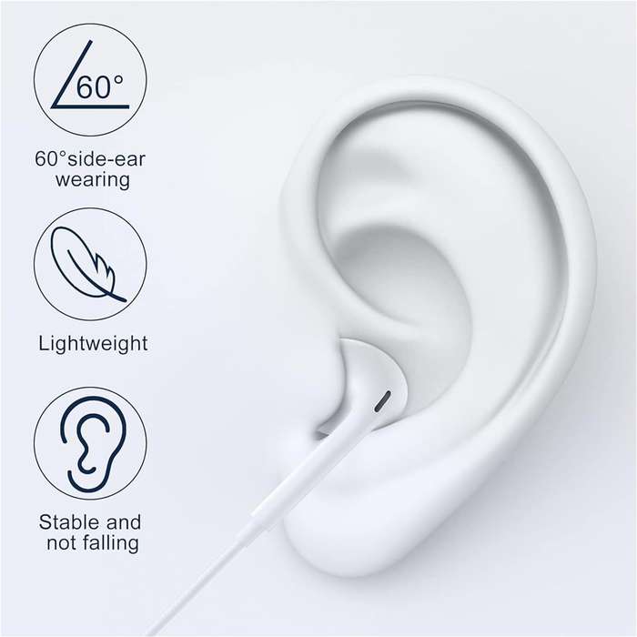 2 Packs iPhone Headphones Lighting Wired Earphones Built-in Microphone &, Volume Control