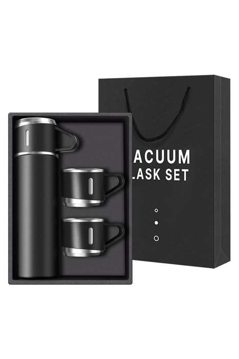 Thermos Vacuum Double Wall Of Stainless Steel Flask Set With 3 Cups 500ml