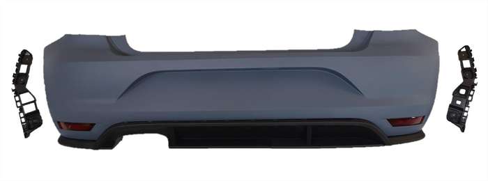 Vw Polo 6 Rear Bumper + Spoiler Plain, Gti Late Model, 2015-2018