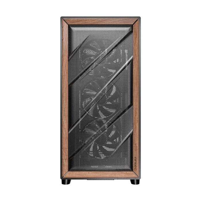 Antec FLUX ATX WOOD Mid Tower Gaming Chassis &#x2013; Black