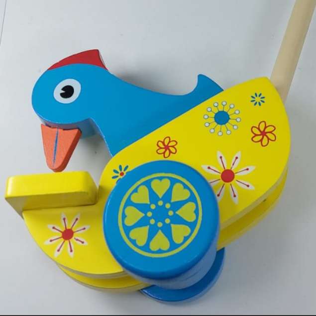 Wooden push pull toy with  50 cm push stick.