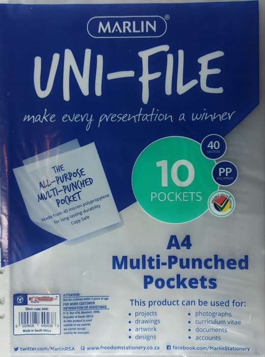 UNI-file-A4 punched pockets
