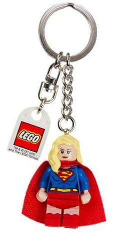 Lego Minifigs Keychain - Supergirl Key Chain with Lego Logo Tile, Modified 3 x 2 Curved (New)