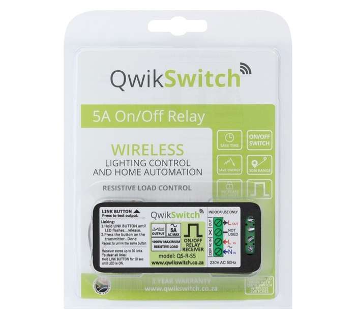 QwikSwitch Receiver With 5a Relay - Black