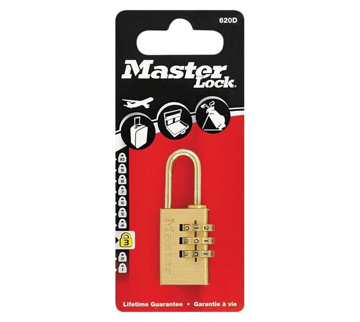 Master Lock 3 Dial Combination Padlock - Brass (20mm)