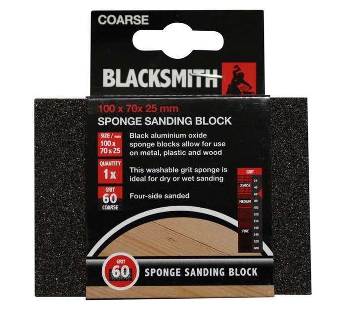 Blacksmith Sponge Sanding Block 60 Grit (100 x 70 x 25mm)
