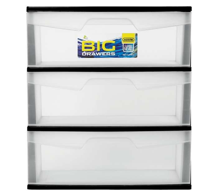 Addis 3 Wide Drawer - Clear/Black