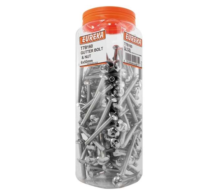 Eureka 6 x 50mm Gutter Bolt and Nut (120 Pack)