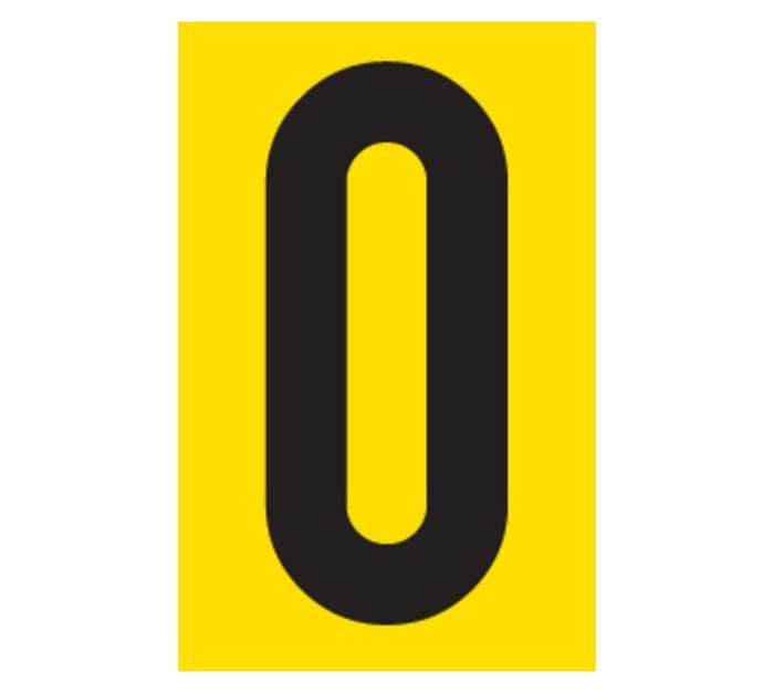 Tower Self-Adhesive Number 0 Sign - Black/Yellow (90 x 55mm)