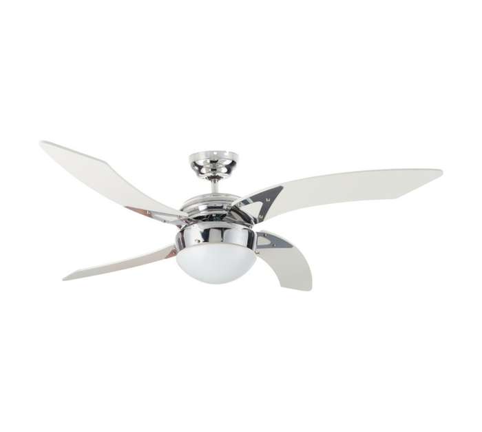 Decor Centre 4 Blade Baroque Ceiling Fan and Light - White/Chrome (1070mm)