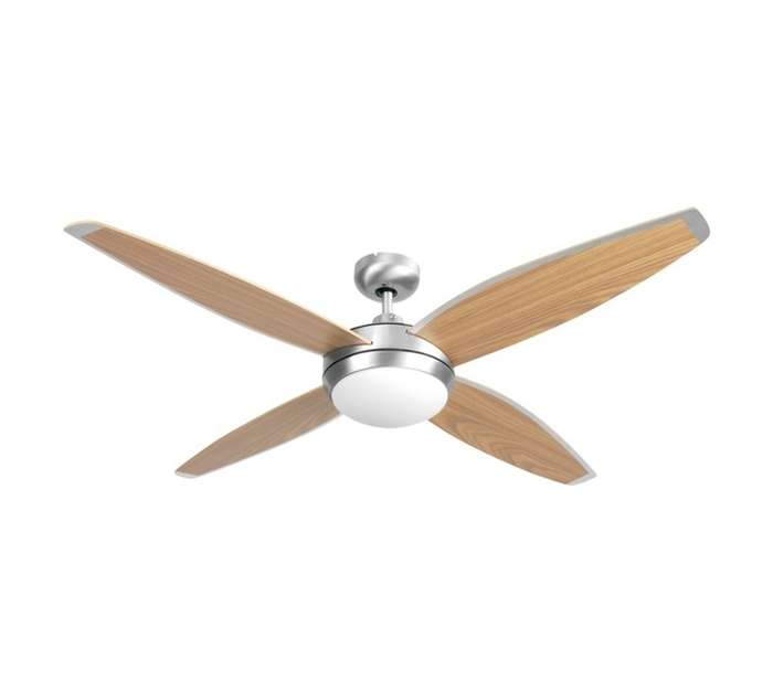 Decor Centre 4 Blade Ozone Wood Ceiling Fan and Light - Brown/Sliver (1320mm)