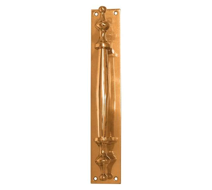 Euro Brass Pull Handle On Back - Plate Brass (300mm)