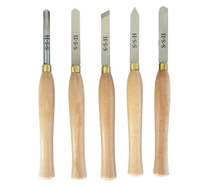 Tork Craft 5 Piece HSS Wood Turning Chisel Set with Case (300mm)