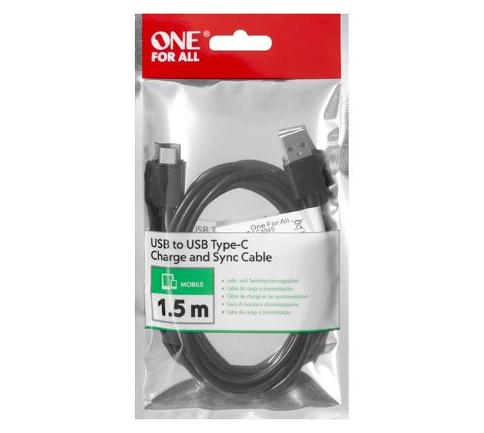 One For All OO1160 Type C Cable - Black (1500mm)